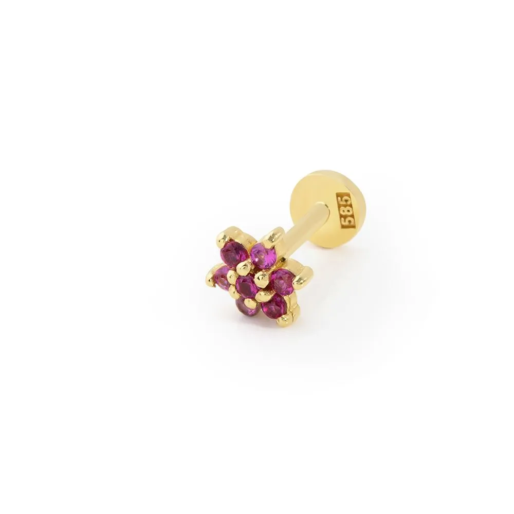 Mor Taşlı Papatya Piercing