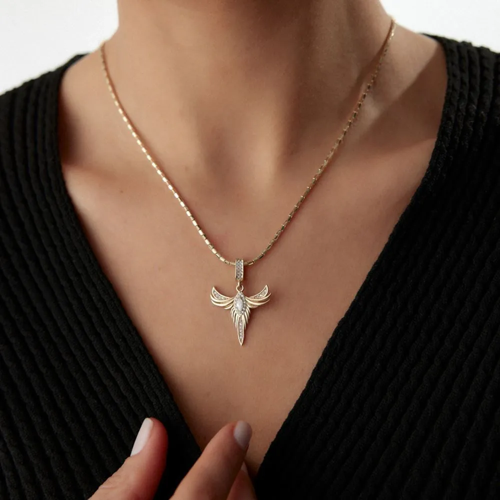 Anka Kuşu Taşlı Charm Kolye Ucu