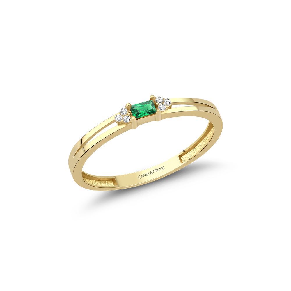 Baget Taşlı Ve Oval  Taşlı Minimal Yüzük